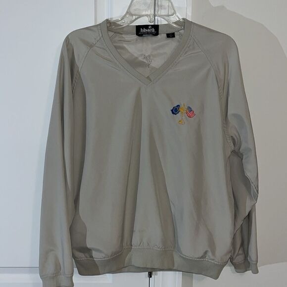 Vintage Ashworth Ryder Cup Blue Team USA Pullover retro beige Golf Wind Shirt ⛳️ - Picture 1 of 5